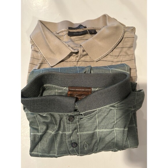 Tasso Elba (2) Men's Short Sleeve Polo Shirts Brown, Green Size M - Picture 1 of 6
